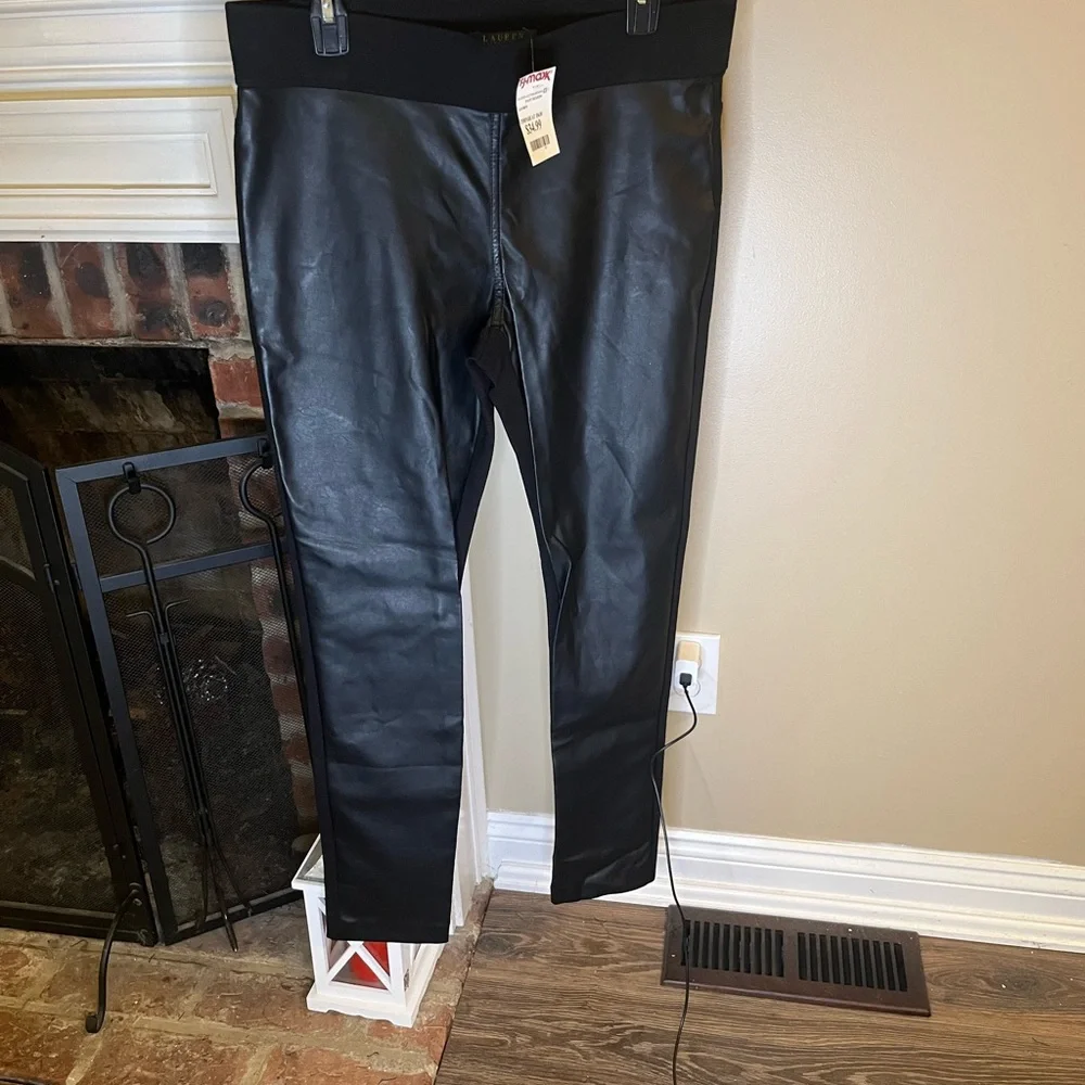 Lauren Ralph Lauren Faux Leather Pull On Pants 12 - Picture 2 of 9